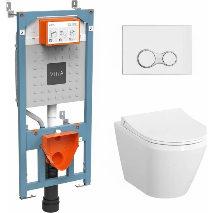 Унитаз с инсталляцией VitrA Integra Round 9856B003-7205 с кнопкой