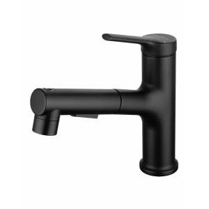 Смеситель для раковины Wonzon & Woghand WW-A40862-MB с выдвижным изливом, черный матовый