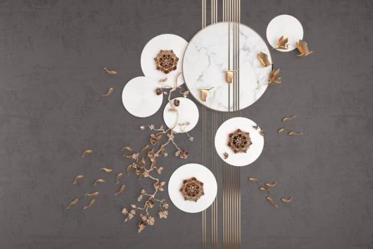 3D Фотообои Artegrafico «Флора и фауна в бронзе» OP-019 песок