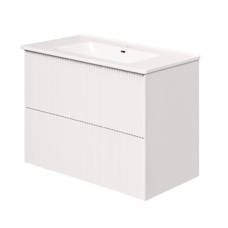 Тумба с раковиной La Fenice Terra Twin Bianco NFNC-01-TER-B-80-2-3-80 белая матовая, 80 см