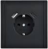 Розетка 1-местная с заземлением, шторками и USB Type A+С IEK Forte&Piano FP-R14-16-U22-018-K02 черный фото 3