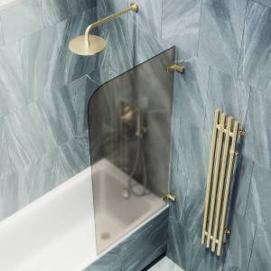 Шторка на ванну MaybahGlass MGV-648-3 40.5x140, поворотная, стекло сатин 6 мм, профиль золото
