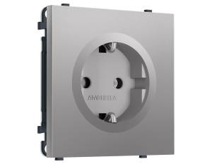 Комплект механизма электрической розетки с заземлением Ambrella Volt Sigma MS506010 сталь матовый