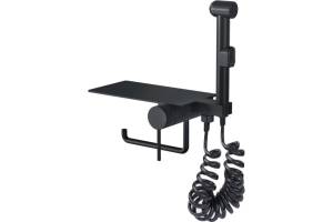 Гигиенический душ Bronze de Luxe Scandi 708/1B встраиваемый, с полкой и пружинным шлангом, черный