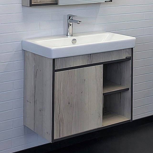 Тумба с раковиной Comforty Вена 70 подвесная, дуб дымчатый