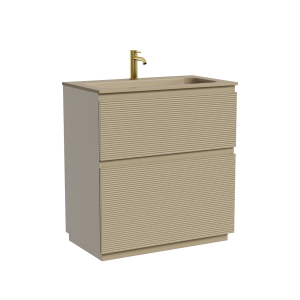 Тумба с раковиной Sancos Folk Floor напольная, 80x45x87, c двумя ящиками оснащенными доводчиками, Капучино, раковина бежевая