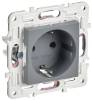 Розетка 1-местная с заземлением и шторками IEK Skandy SK-R14-16-1-K03 серый