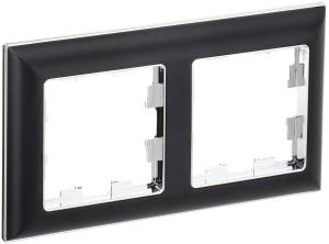 Рамка 2-постовая IEK Brite BR-M22-12-2-K23 хром/черный