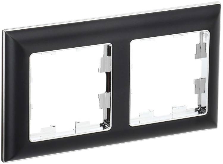 Рамка 2-постовая IEK Brite BR-M22-12-2-K23 хром/черный