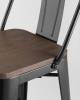 Набор из 6 полубарных стульев Stool Group Tolix YD-H675E-W LG-01 X6 черный глянцевый, темное дерево, со спинкой фото 8