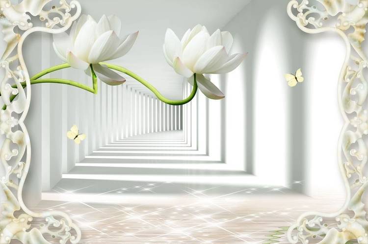 3D Фотообои Artegrafico «Тоннель с лотосами» GM-028 канвас