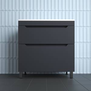 Тумба с раковиной Style Line Остин напольная, графит, раковина жасмин, 82x80x45