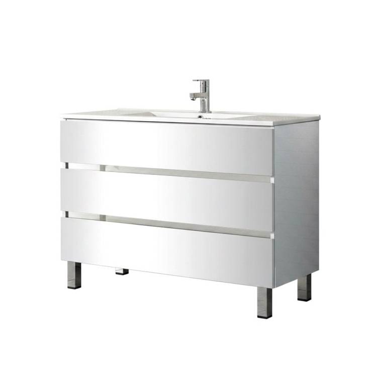 Тумба с раковиной Sanvit Кубэ-3 120 белый глянец