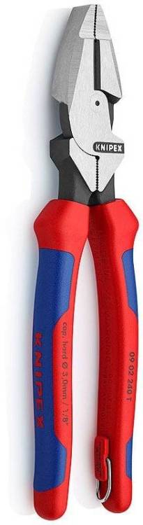 Lineman s Pliers Плоскогубцы KNIPEX электромонтажные, зона обжима, рез проволоки: средняя d 4.6 мм, твёрдая d 3 мм, 240 мм, чёрные, 2К ручки