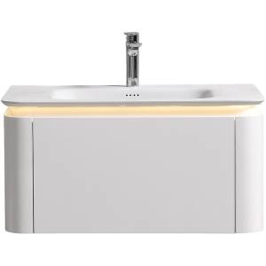 Тумба с раковиной Black&White U925.800 с LED подсветкой, молочный белый, 80x40x52