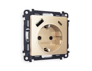 Комплект механизма электрической розетки 2USB A+C 20W (быстрая зарядка) с заземлением Ambrella Volt Alfa MA610010