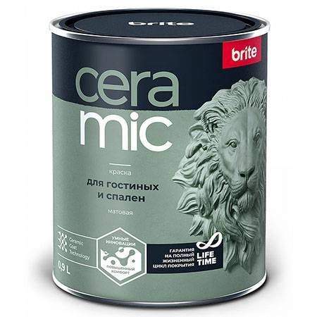 Краска для гостиных и спален Brite Ceramic матовая база С 0.9 л