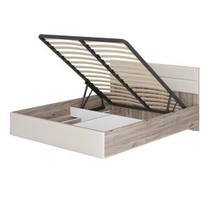 Кровать БТС МЕБЕЛЬ Урбан КР-18 Н00166701 дуб смоки, кашемир с ПМ 160x200