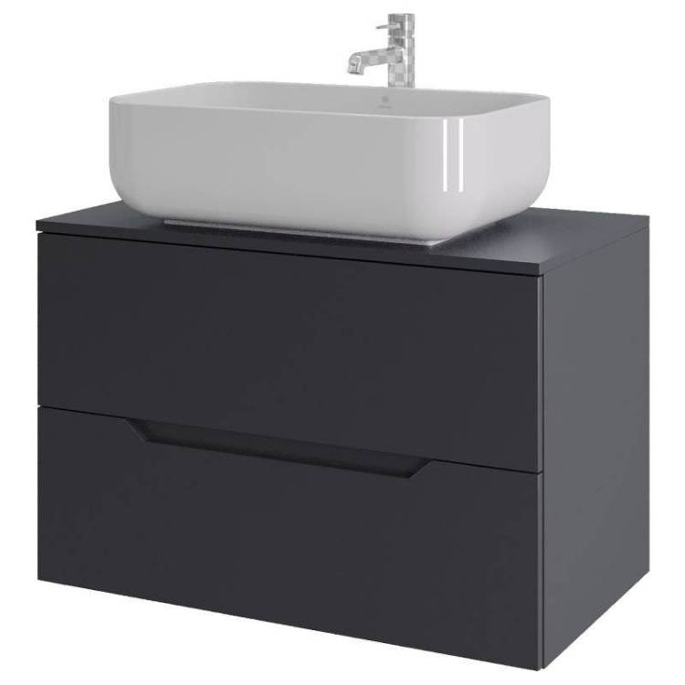 Тумба с раковиной Orange Line Li-80TugMDF+B03-600W графит матовый, 80.5 см