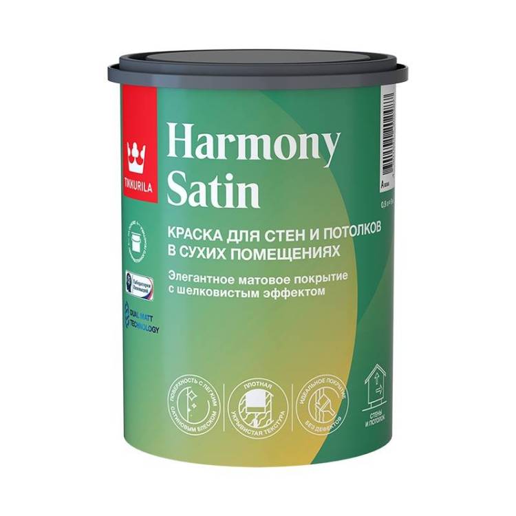 Краска интерьерная Tikkurila Harmony Satin база А матовая 0.9 л