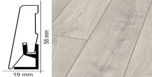 Плинтус Kronotex ktex1 Дуб атлас белый Серый 2400x58x19