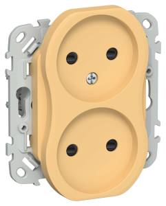 Розетка 2-местная с защитными шторками IEK Flite FI-R23-10-1-K90 золотарник