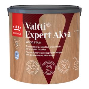 Высокоэффективная декоративно-защитная лазурь Tikkivala Valtti Expert Akva полуматовая бесцветная 2.7 л