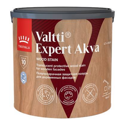 Высокоэффективная декоративно-защитная лазурь Tikkivala Valtti Expert Akva полуматовая бесцветная 2.7 л