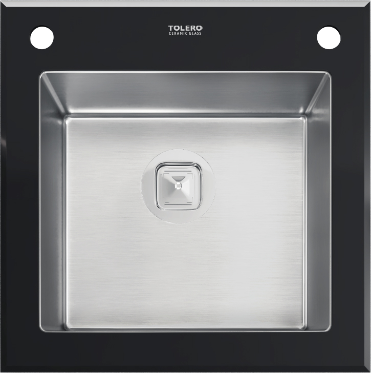 Кухонная мойка Tolero Ceramic Glass 765048 TG-500 Черная, 50x50