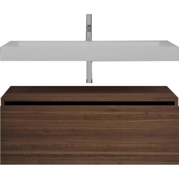 Тумба с раковиной Armadi Art Flat 100 подвесная, dark oak