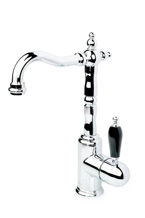 Смеситель для раковины Boheme Tradizionale Cromo 262-BLC высокий, С Черной Керамикой