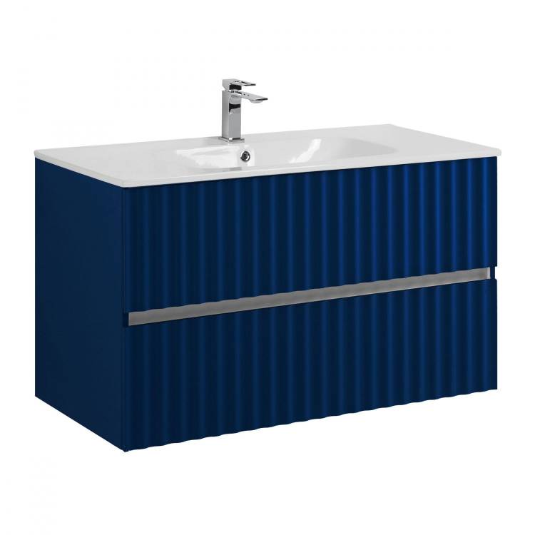 Тумба под раковину Art&Max Elegant AM-ELEGANT-1000-2C-SO-SA-P с LED подсветкой ручек, Сапфир, 100x43.8x57