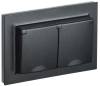 Розетка 2-местная с заземлением, шторками и крышкой IEK Brite BR-R26-16-44-K02-F черный