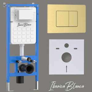 Система инсталляции для унитазов Iberica Blanca Inox-C IB001.115 кнопка смыва золото