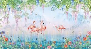 Бесшовные Eco обои Ortograf Flora 31251 Flamingos Ворс ОЕ