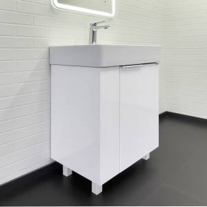 Тумба с раковиной Comforty Асти 60Н 00-00019247 напольная, белый глянец