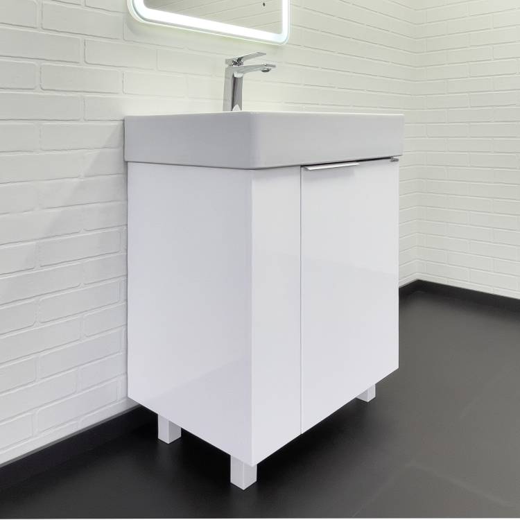 Тумба с раковиной Comforty Асти 60Н 00-00019247 напольная, белый глянец