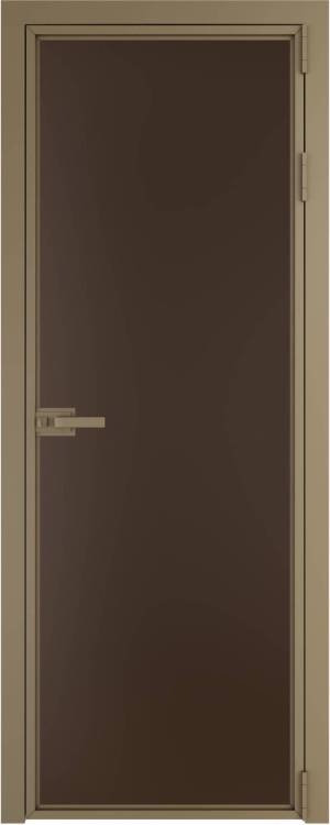 Межкомнатная дверь Profil Doors 1 AX цвет профиля Шампань, стекло безопасное 6 мм монохром шоколад 600x2000