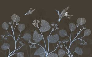 3D Фотообои Artegrafico «Журавлиная пара в голубой дымке» PL-061 канвас