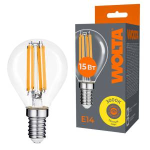 Светодиодная лампа Wolta Filament WF-G45-15W3KE14