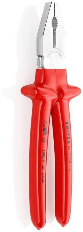 Плоскогубцы KNIPEX комб. VDE, рез: провол. ср. d 3.8 мм, твёрд. d 2.5 мм, кабель d 15 мм (25 мм?), L-250 мм, хром, 1К ручки