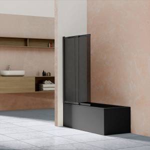 Шторка на ванну Vincea VSB-1E100CGB 100 см, профиль чёрный, стекло тонированное