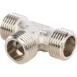 Тройник Stout никелированная латунь, 1/2 наружная резьба