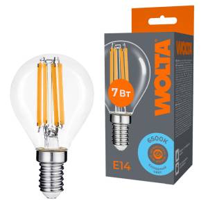 Светодиодная лампа Wolta Filament WF-G45-7W6KE14