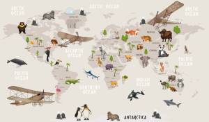 3D Фотообои Artegrafico «Солнечная карта на английском» KID-126 канвас