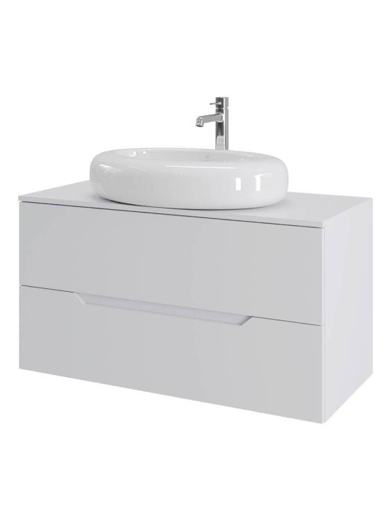 Тумба с раковиной Orange Line Li-100TuwMDF+B08-640W белая матовая, 100 см