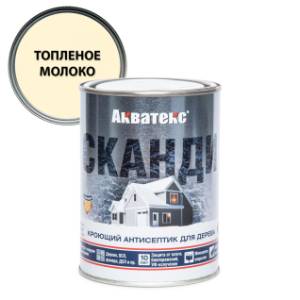Антисептик для древесины кроющий акриловый Акватекс Сканди полуматовый, топленое молоко 0.75 л