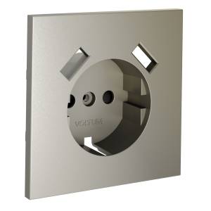 Лицевая панель для розетки с заземлением, шторками и USB Type A+A Voltum S70 VLS000904 шелк