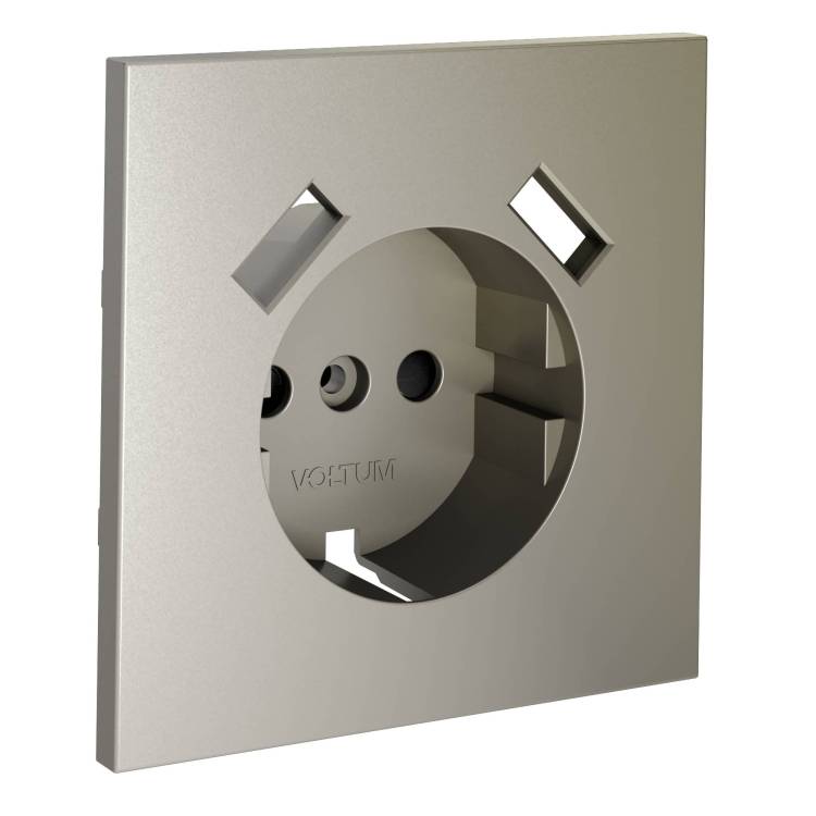 Лицевая панель для розетки с заземлением, шторками и USB Type A+A Voltum S70 VLS000904 шелк