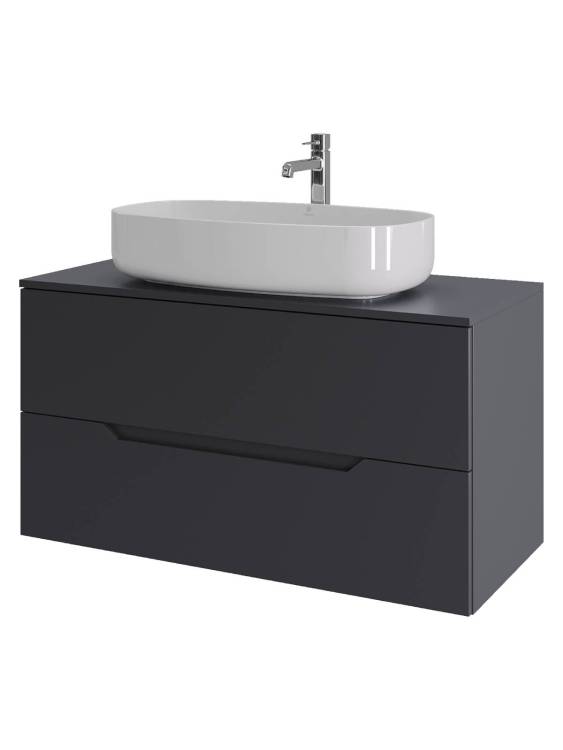 Тумба с раковиной Orange Line Li-100TugMDF+B07-675W графит матовый, 100 см